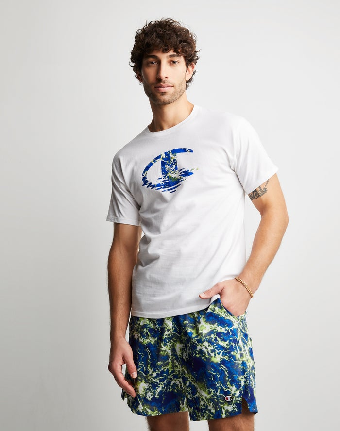 Champion T-Shirt Heren - Wit - Classic Graphic Chasing Waves ( 468309-XLS )